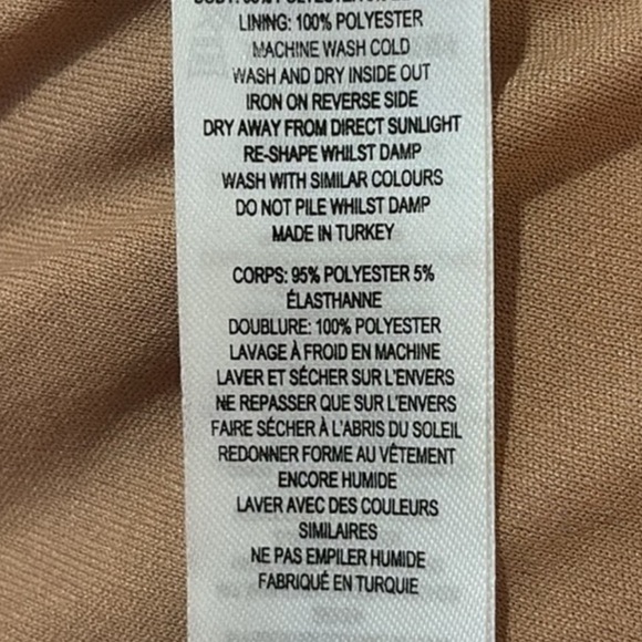 French Connection Toni Ruched Mesh Mini Dress Mocha Mousse Size Small NWT - Picture 4 of 4